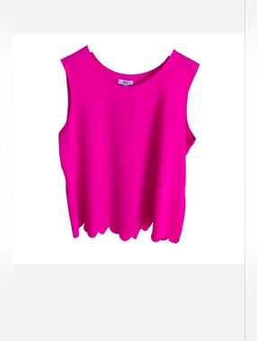 Marisol Pink Sleeveless Blouse With Scalloped Heming Detail L